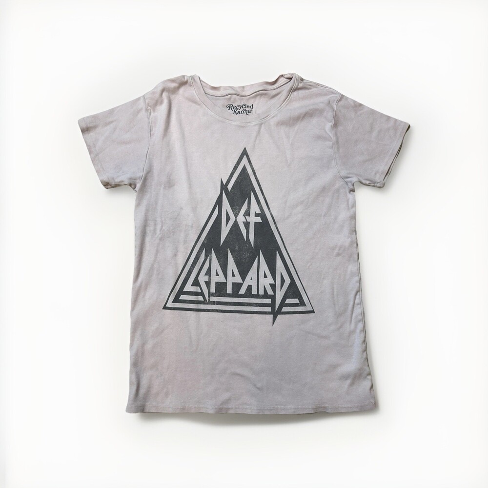 Recycled Karma Women’s Def Leppard Pyromania 1983 Tour Tee T-shirt  Powder Blue